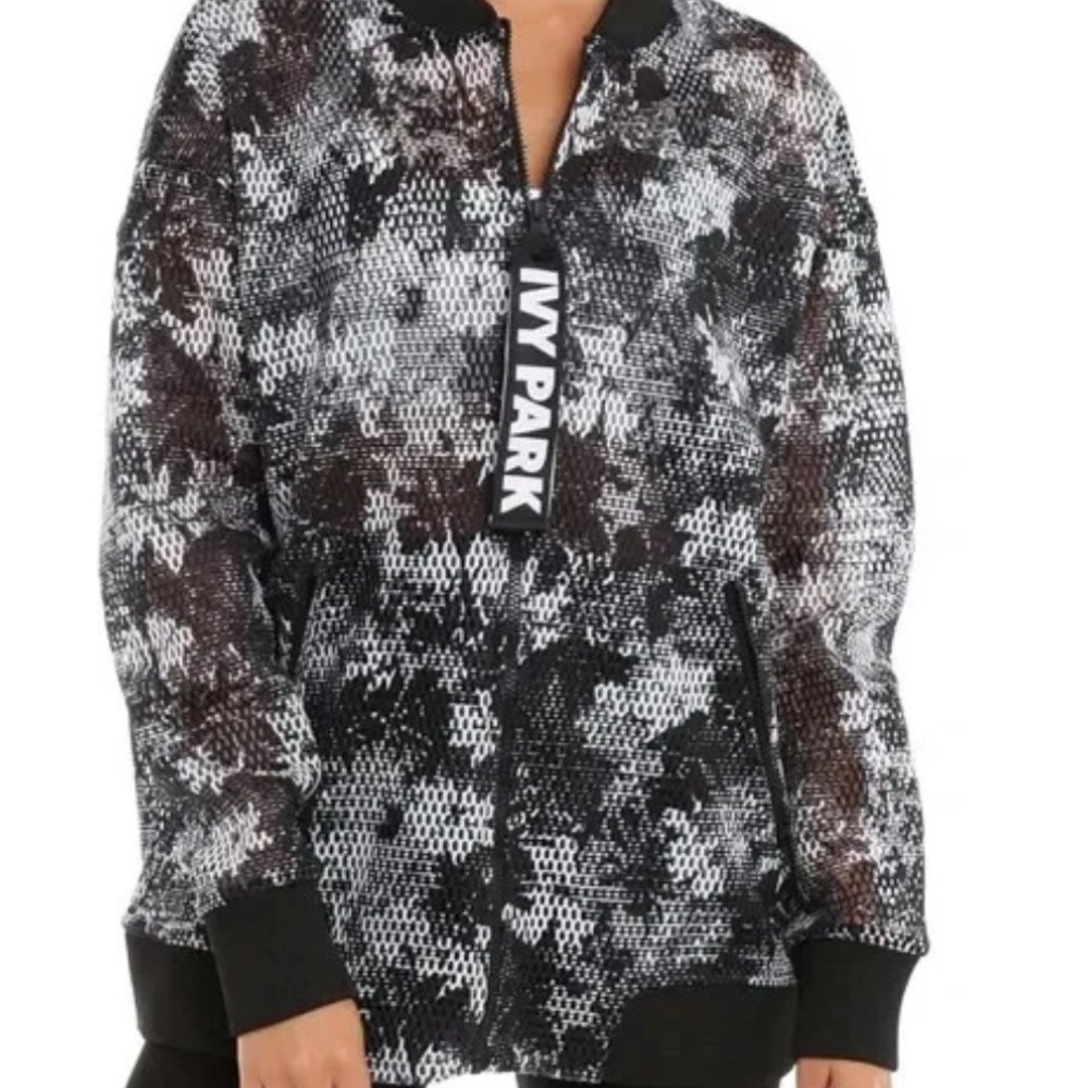 IVY PARK Black and White Mesh Bomber Jacket - Picture 3 of 7